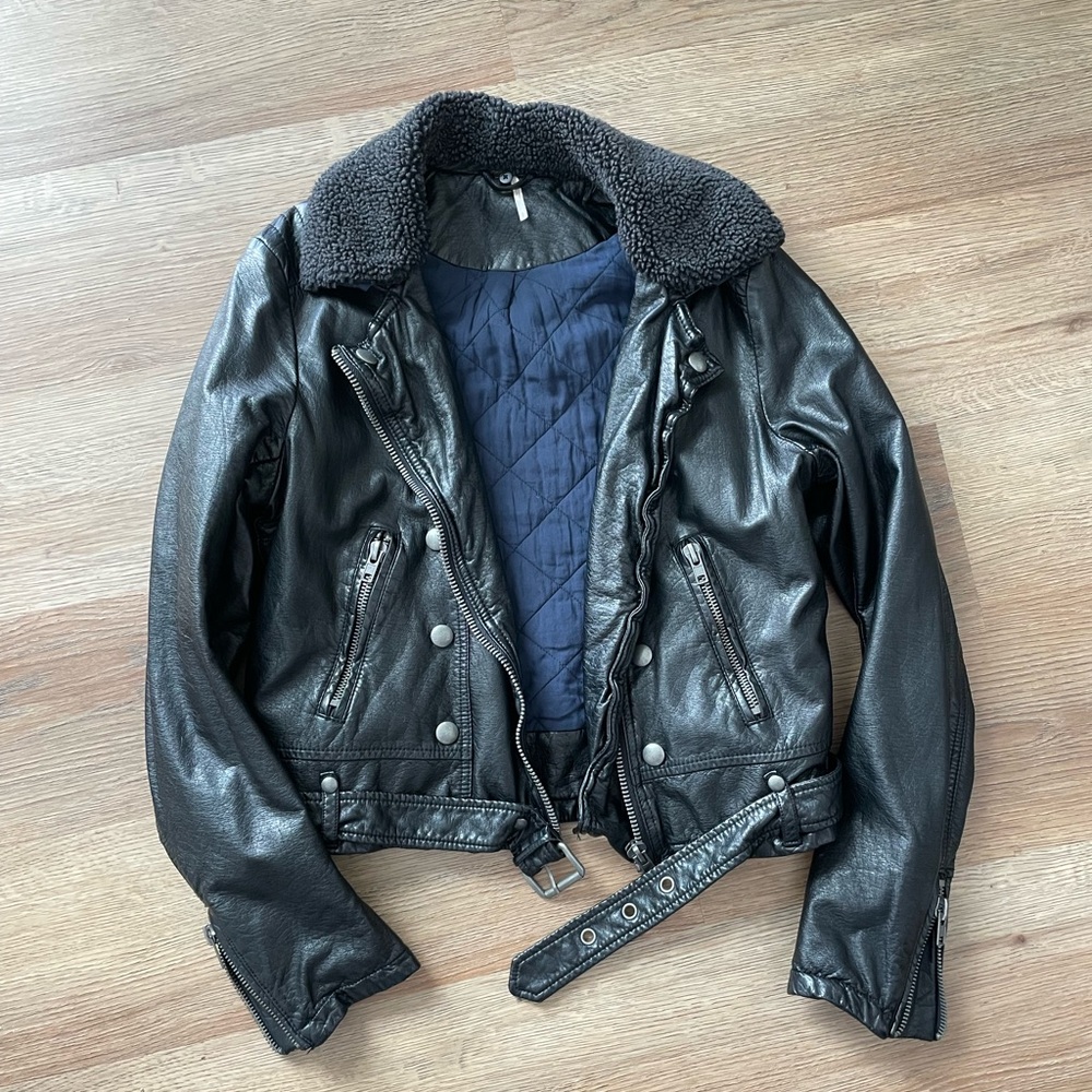 Free People Asheville vegan leather moto jacket